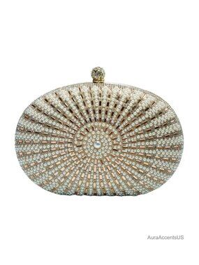 Pearl Rhinestone Clutch Evening Bag Sparkly Handbag